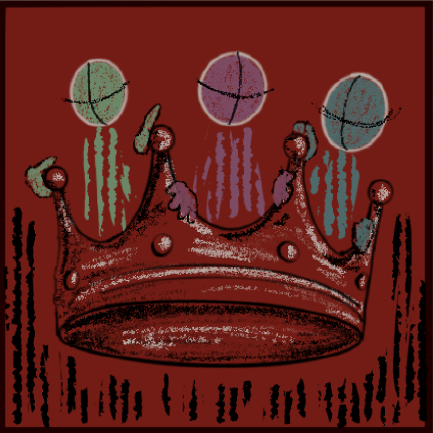 Floating red crown with red background