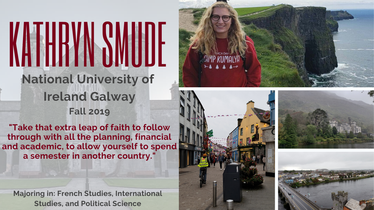 Kathryn Smude study abroad in Ireland Fall 2019
