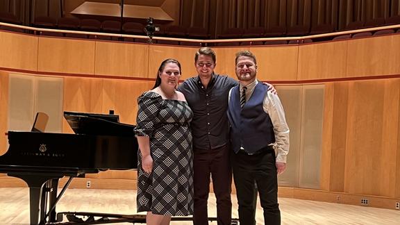 Jack Swanson, Isabel Blakewell and Brandon Wruck in Weber Music Hall.