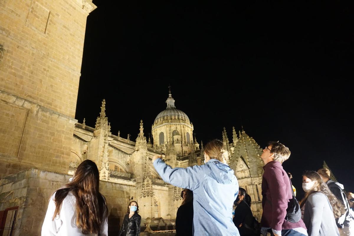A night time visit to the medieval Leronimus tower of the Old Cathedral in Salamanca