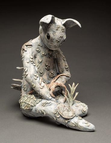 Ceramic statue included in Charis Blacklock's show "Anthropocene"