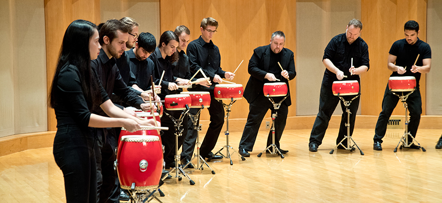 percussion ensemble on Weber Music Hall stage
